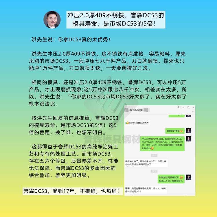 沖壓2.0厚409不銹鐵，譽輝DC53的模具壽命，是市場DC53的5倍！.jpg